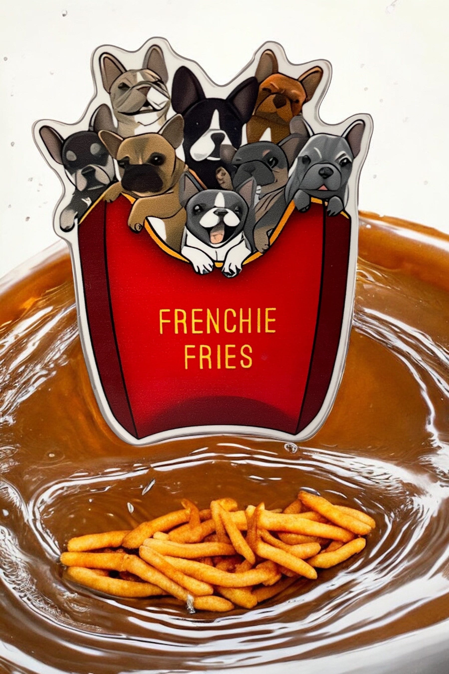 French Bulldog and French Fries Sticker, Ideal for Decorating Cars, Refrigerators, and Laptops, Enhancing the Beauty of Everyday Objects