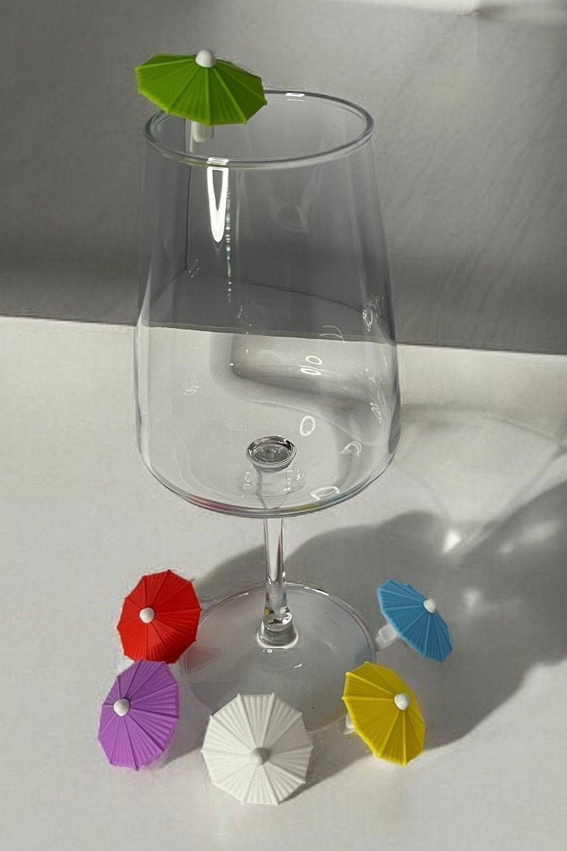 Umbrella Drink Markers for Wine Glasses Adding Fun to Any Party or Get Together Silicone Colorful Beach Drinkware