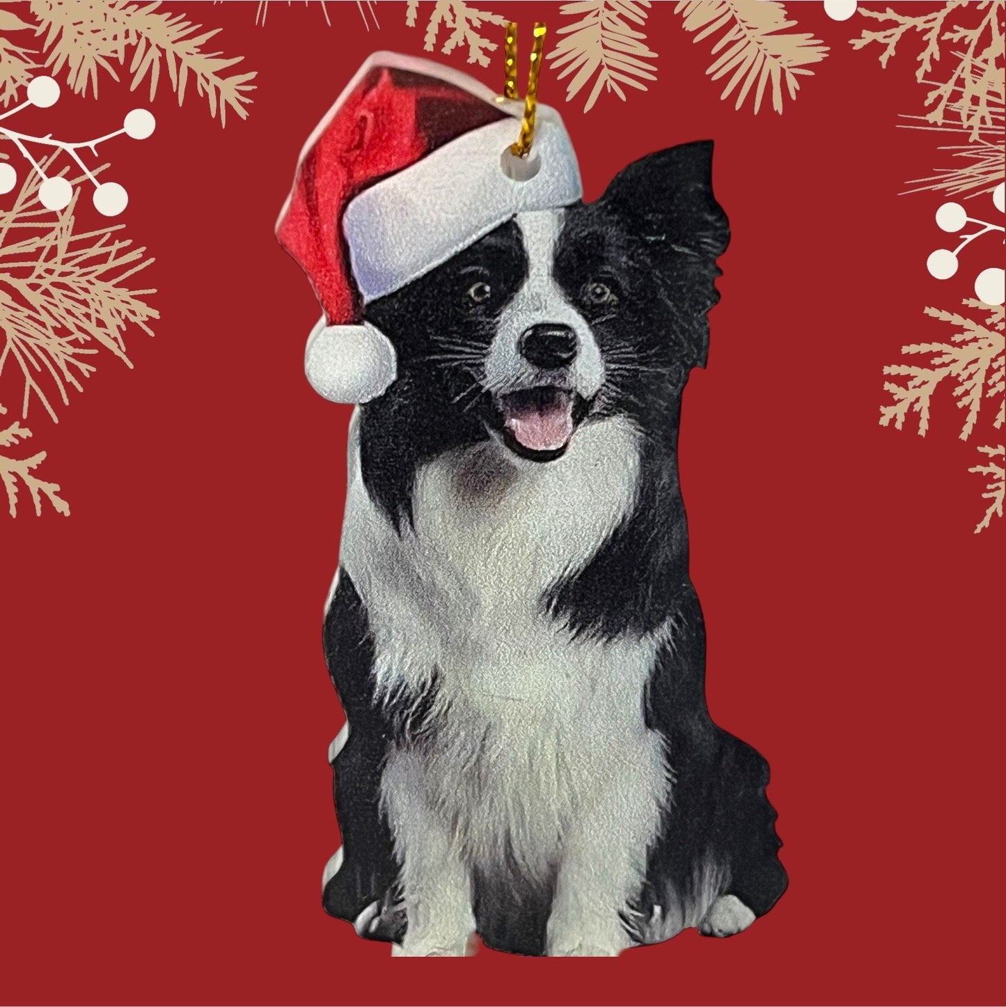 Border Collie Christmas Pendant - Acrylic Ornament; Perfect Decoration for Cars, Rooms, Trees, Backpacks, & Gifts