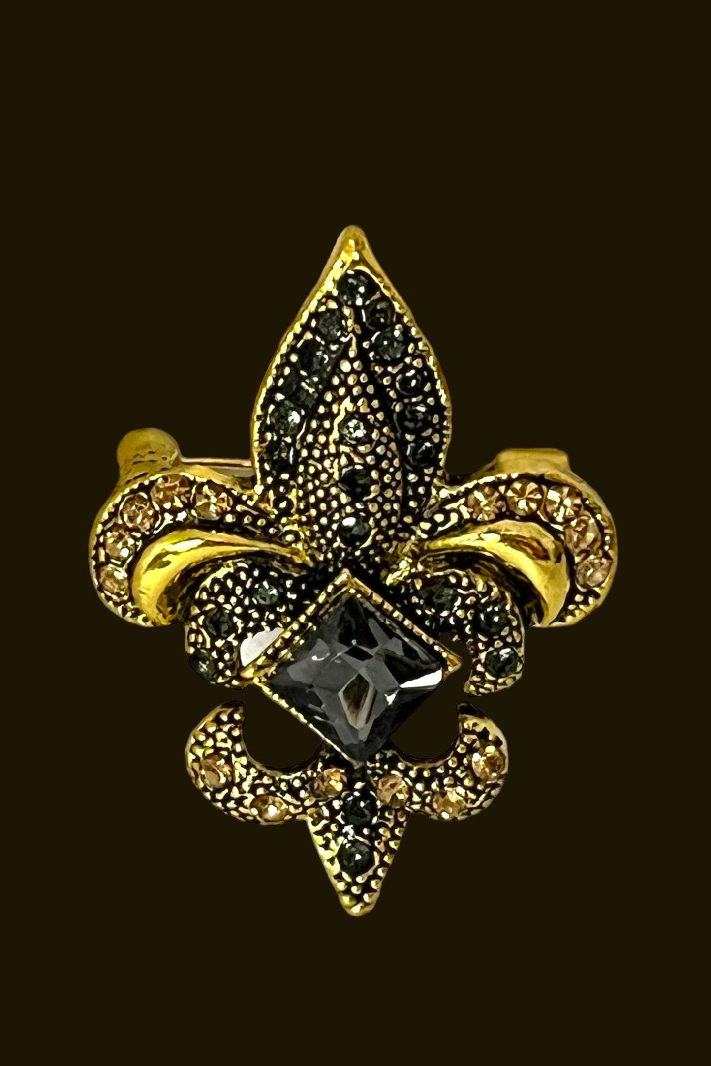 Vintage Style Fleur De Lis Brooch Pin with Rhinestones - Perfect for Party and Formal Events