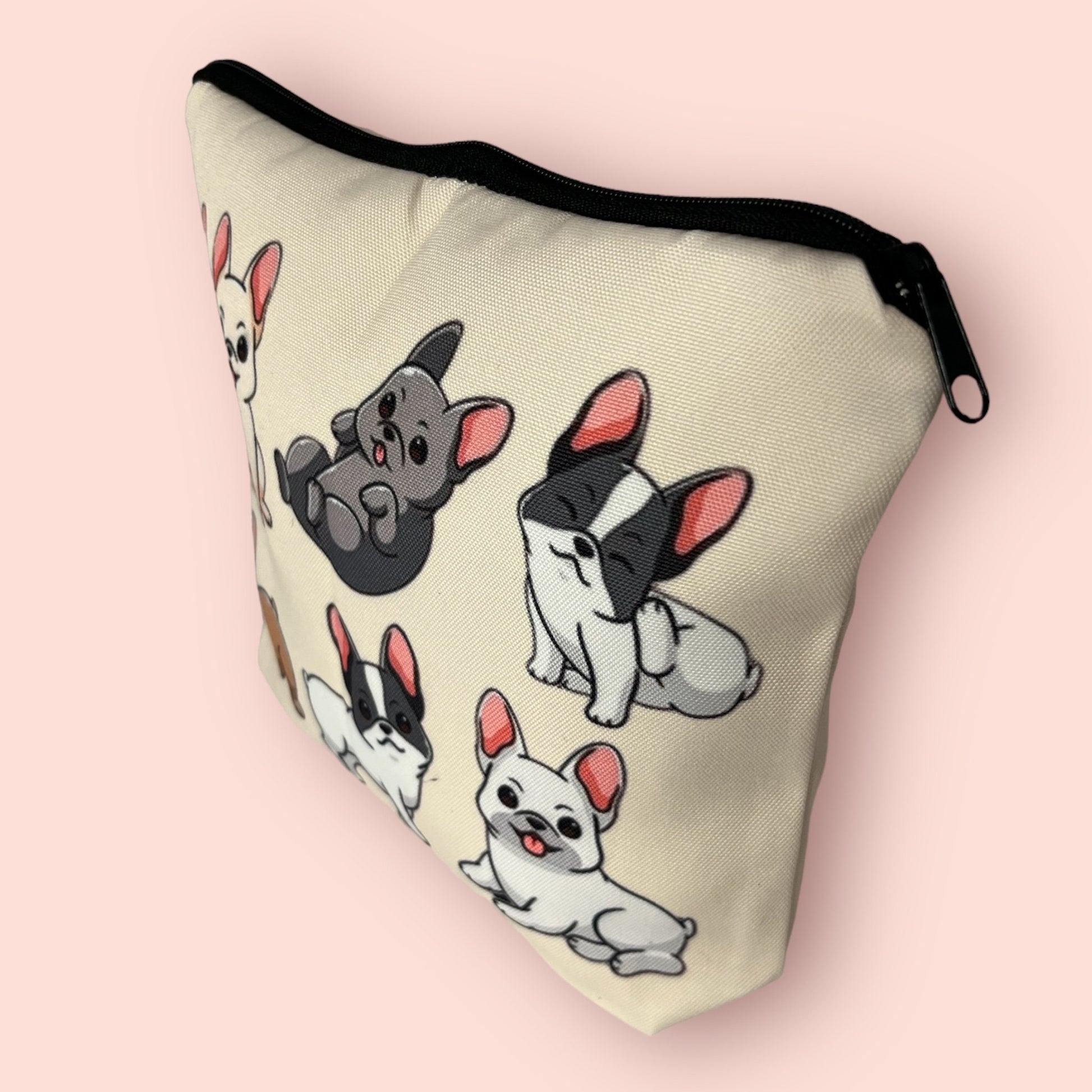 Funny French Bulldog Dog Cosmetic Makeup Bag, Frenchy Bulldog Dog Lover Gift, Frenchie Bulldog Dog Make Up Zipper Pouch Bag