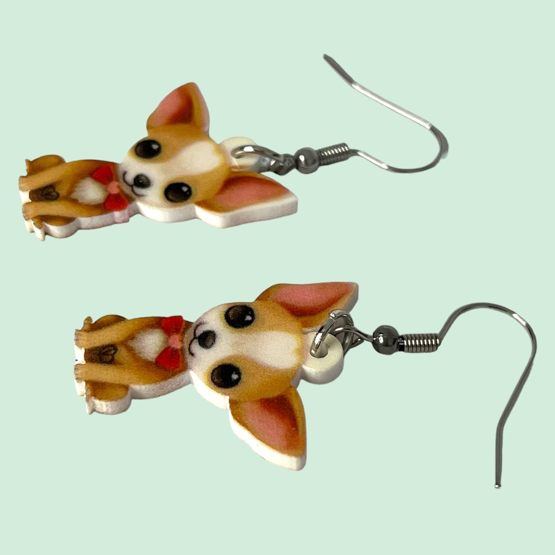 Cute Cartoon Chihuahua Dog Earrings. Acrylic Double-Sided Print Earrings