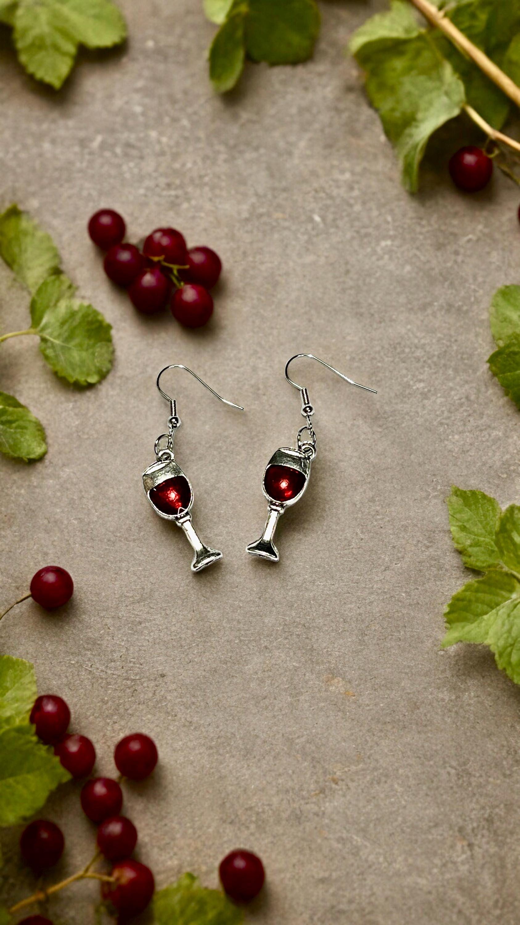 Red Wine Glass Dangle Earrings - Fun and Stylish Gift for Her - Creative Wine Jewelry