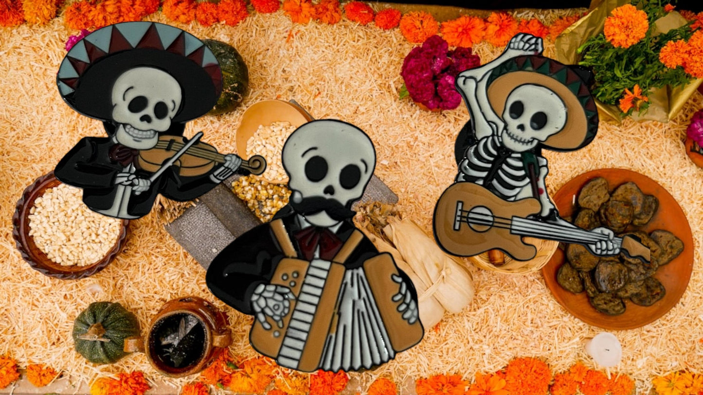 Día de Los Muertos (Day of the Dead) Brooches - Festive Band Series - Enamel Put-on Pins for Backpack