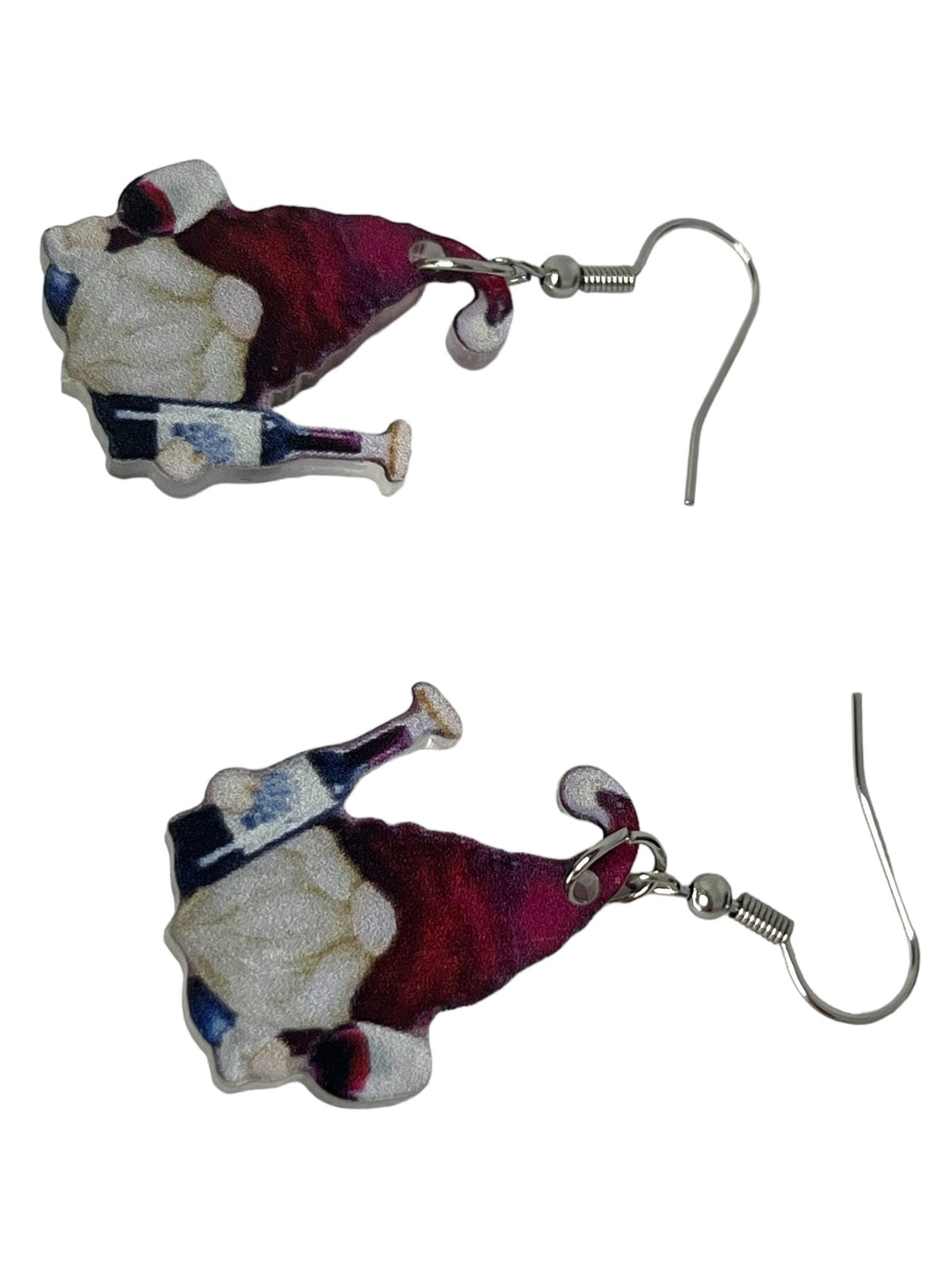 Wine Lover Gnome Earrings - Cute Acrylic Holiday Gift for Her, Choose Plain or "Wine Not?" Design