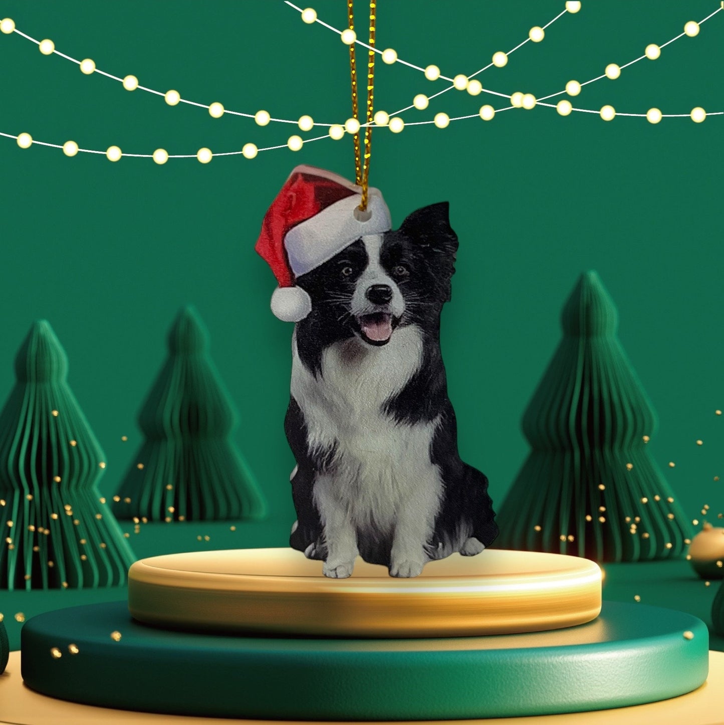 Border Collie Christmas Pendant - Acrylic Ornament; Perfect Decoration for Cars, Rooms, Trees, Backpacks, & Gifts