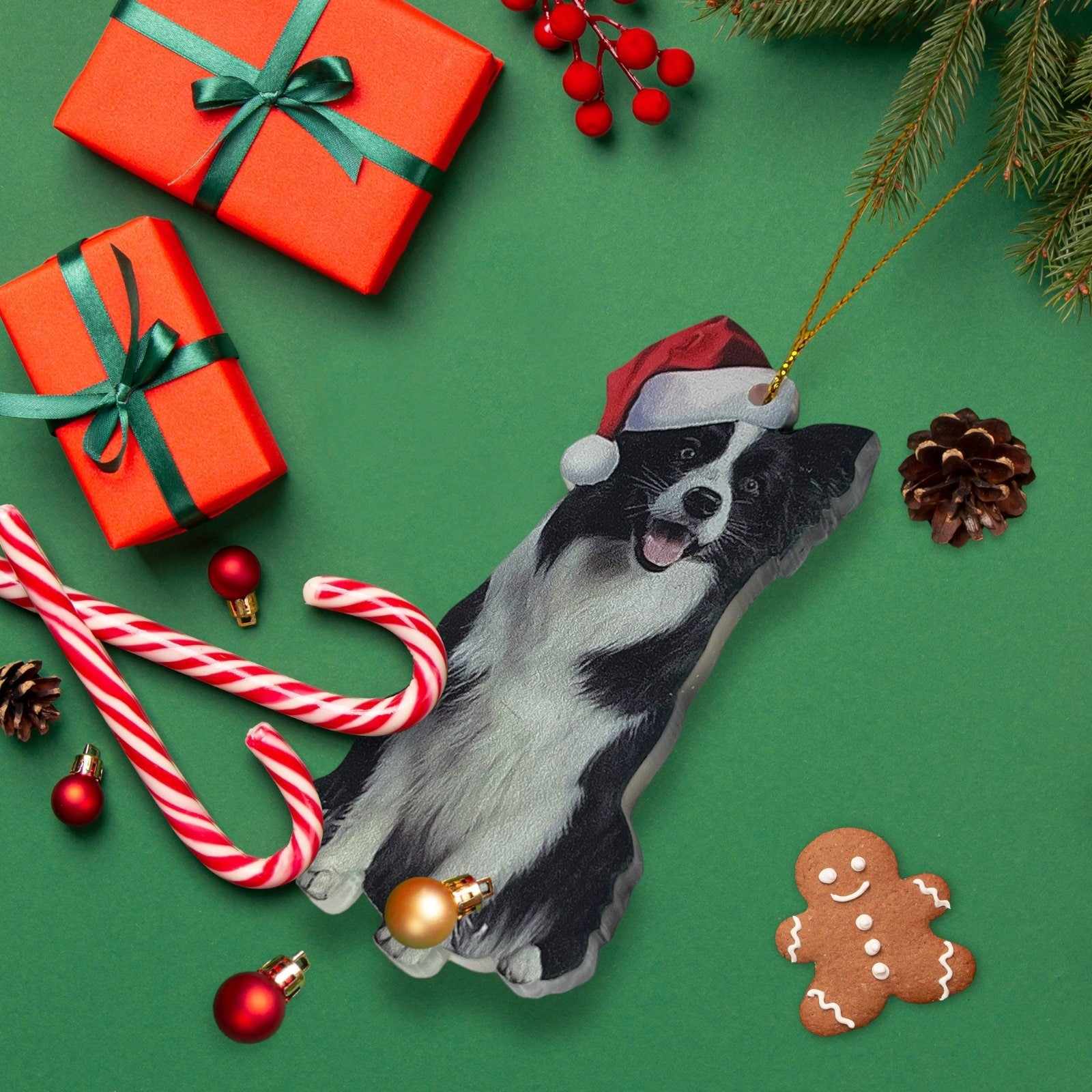 Border Collie Christmas Pendant - Acrylic Ornament; Perfect Decoration for Cars, Rooms, Trees, Backpacks, & Gifts