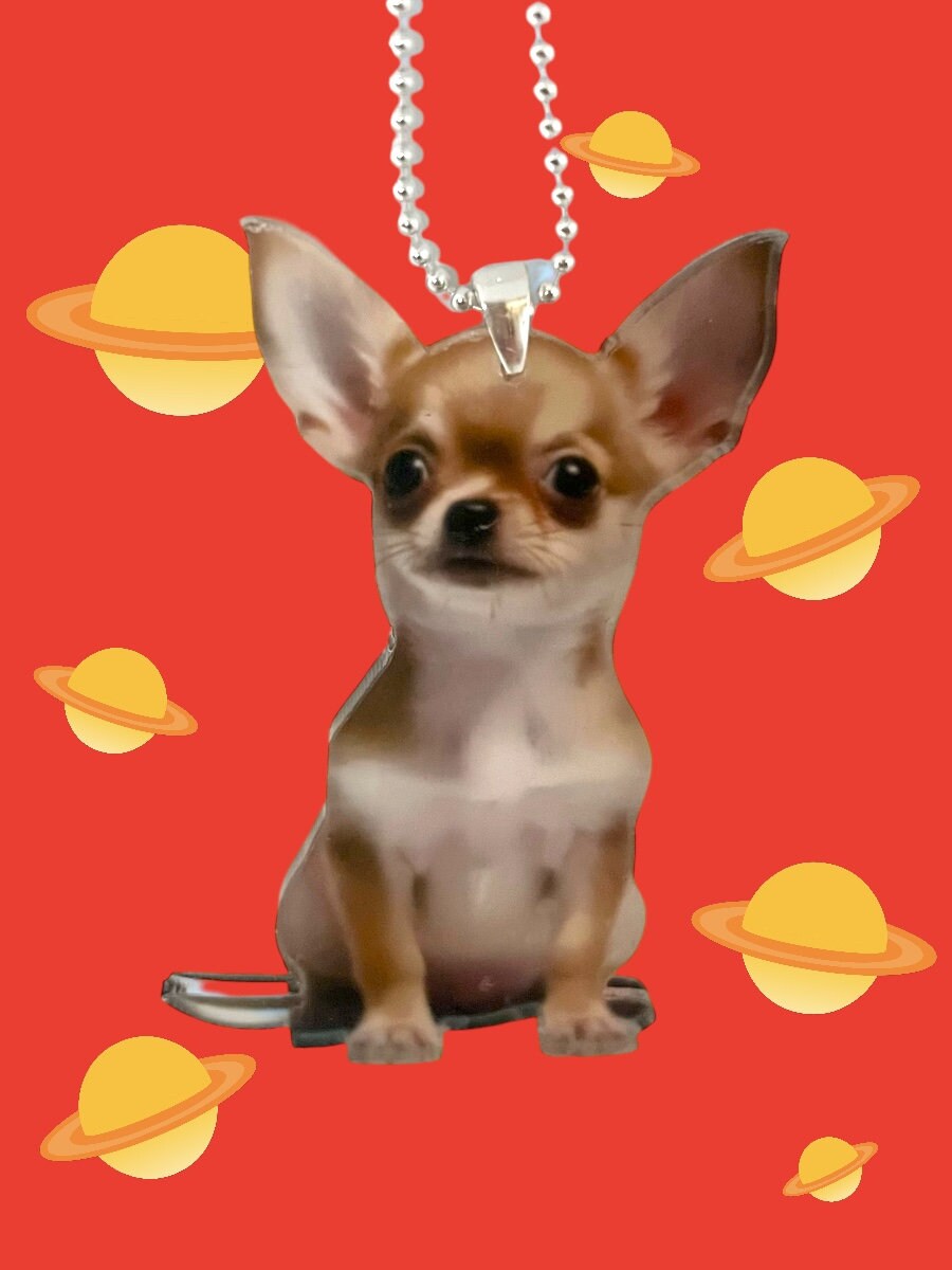 Chihuahua 2D Acrylic Pendant: Cute Dog Charms, Car Rearview Mirror Decoration Pendant, Bag & Keychain Accessories, Home Decoration, Fun