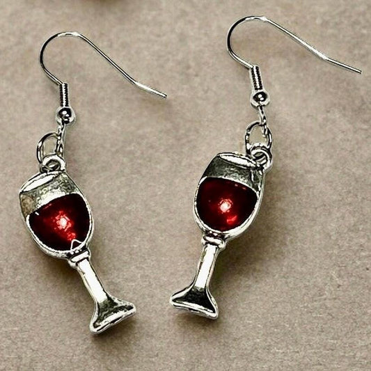 Red Wine Glass Dangle Earrings - Fun and Stylish Gift for Her - Creative Wine Jewelry