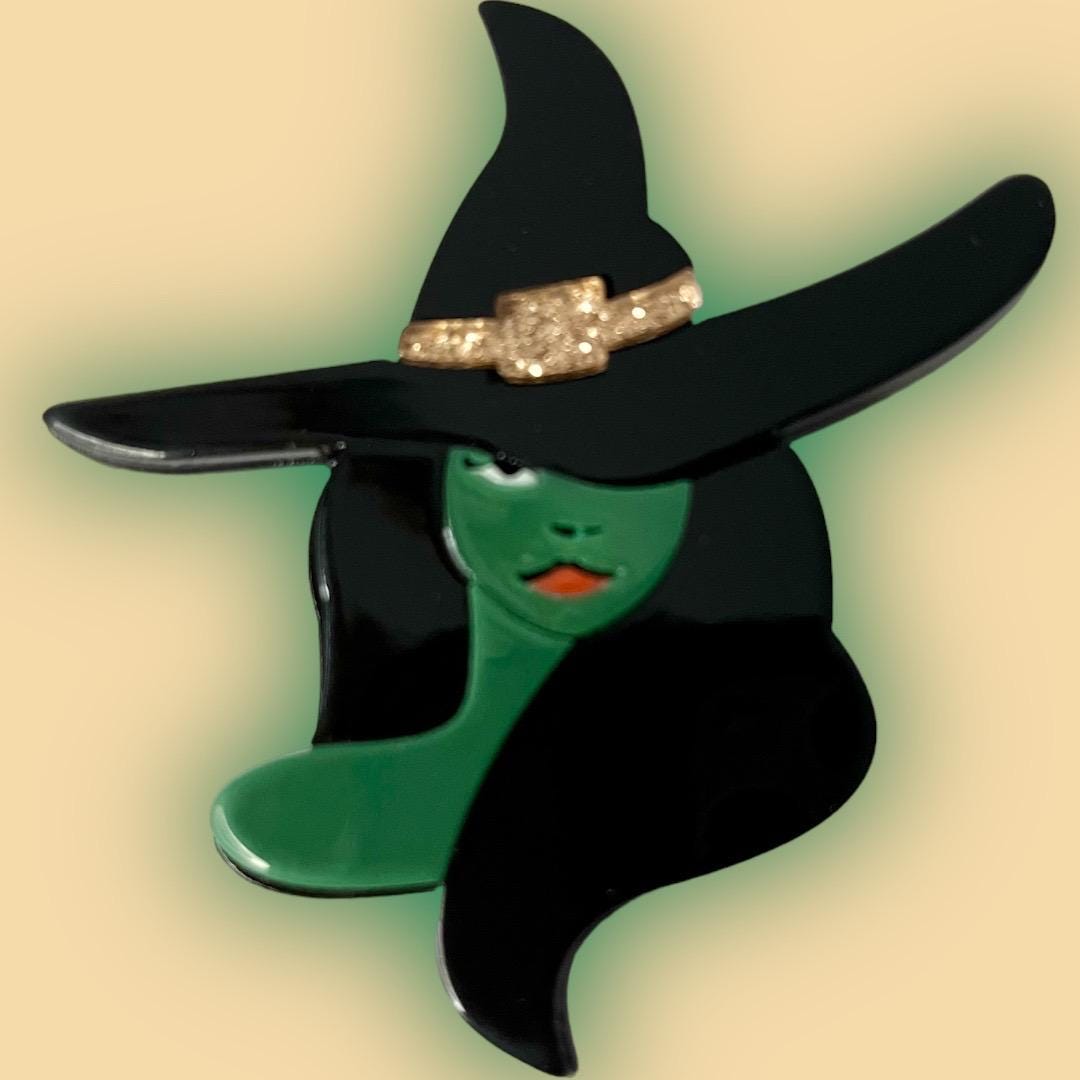 Chic Halloween Pretty Witch With Hat Brooch - Fun Acrylic Fashion Pin