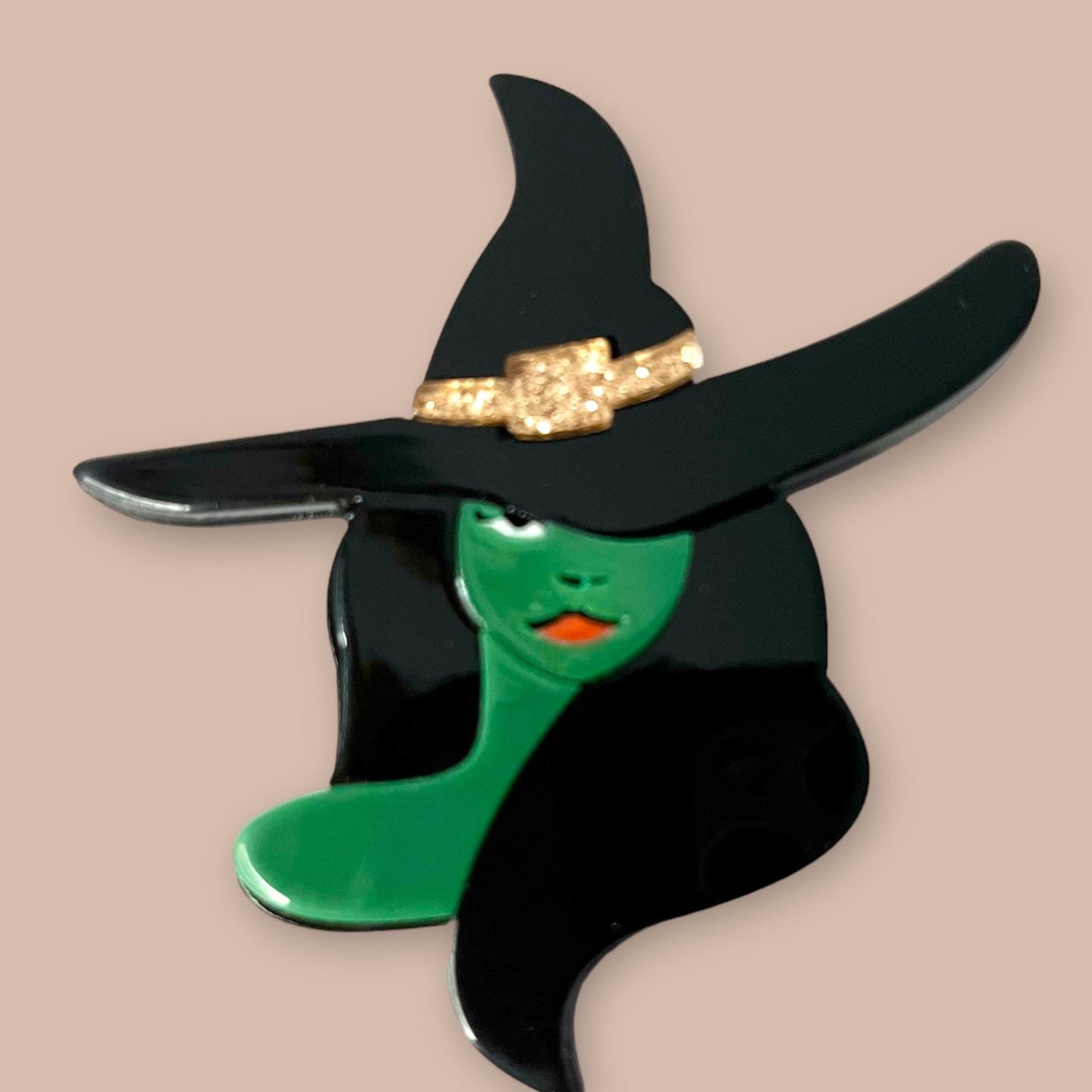 Chic Halloween Pretty Witch With Hat Brooch - Fun Acrylic Fashion Pin