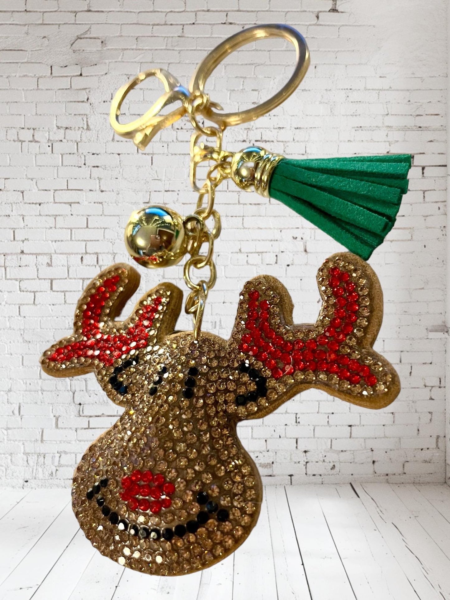 Sparkling Reindeer Keychain with Tassel - Festive Holiday Accessory - Christmas Gift Idea