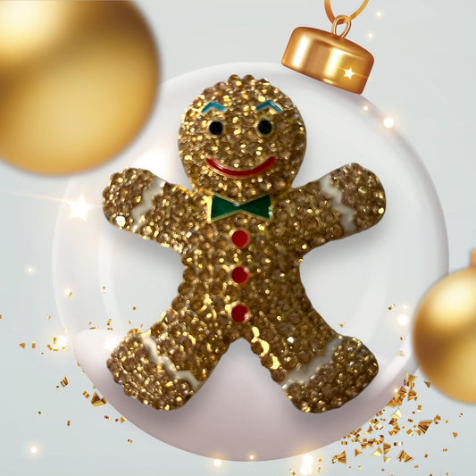 Gingerbread Man Brooch Necklace Pendant - Winter Fashion Statement Piece