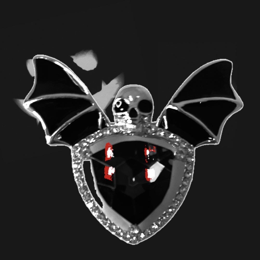 Chic Skull Bat Brooch Pin Necklace - Faux Crystal Inlay, Delicate Punk Style, Gothic Halloween Jewelry