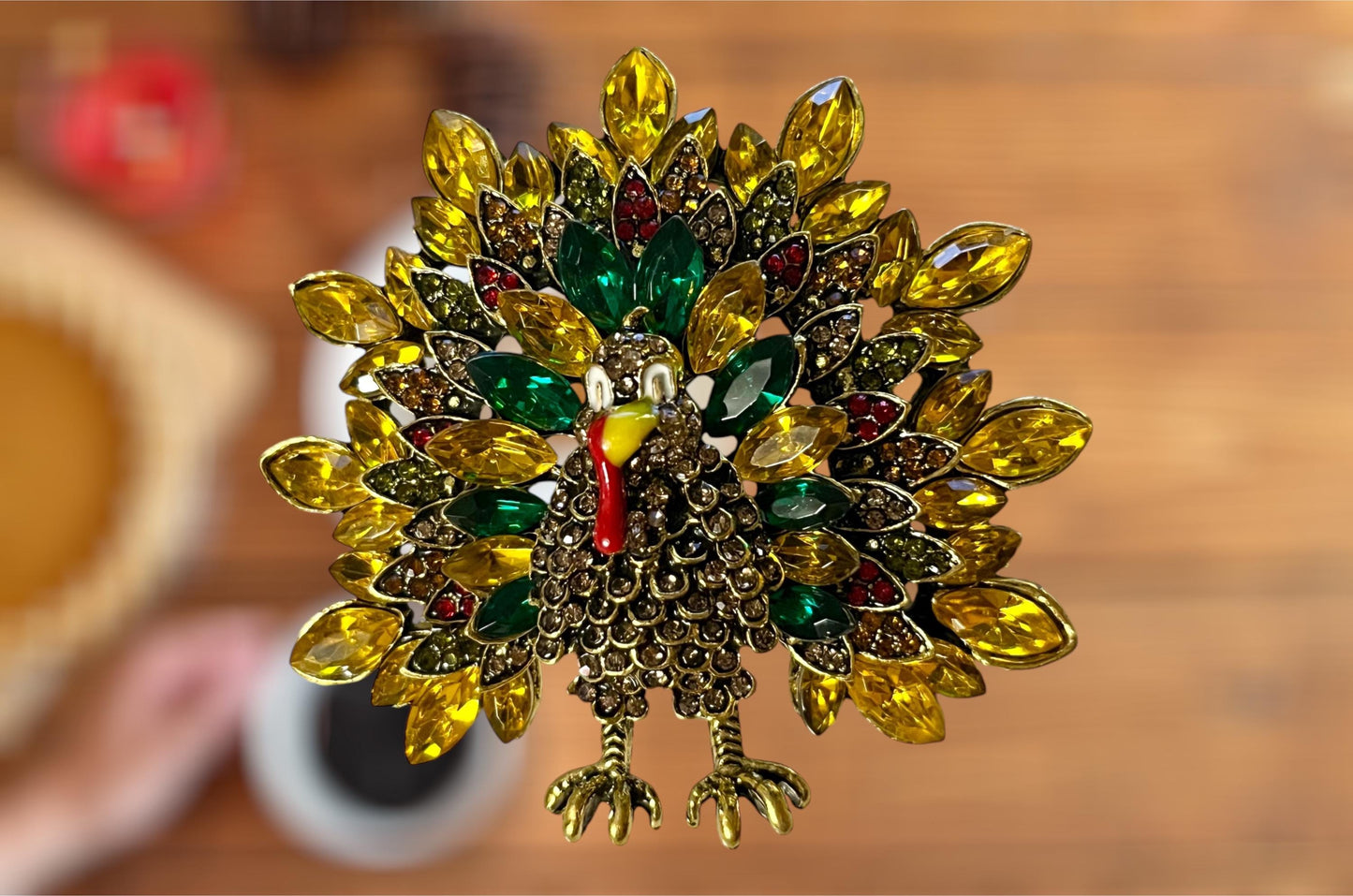 Turkey Brooch Pin - Elegant Rhinestone Detail, Ideal for Everyday Chic