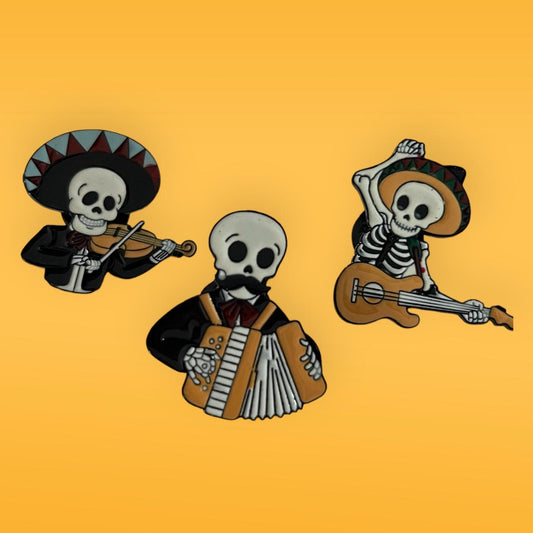 Día de Los Muertos (Day of the Dead) Brooches - Festive Band Series - Enamel Put-on Pins for Backpack