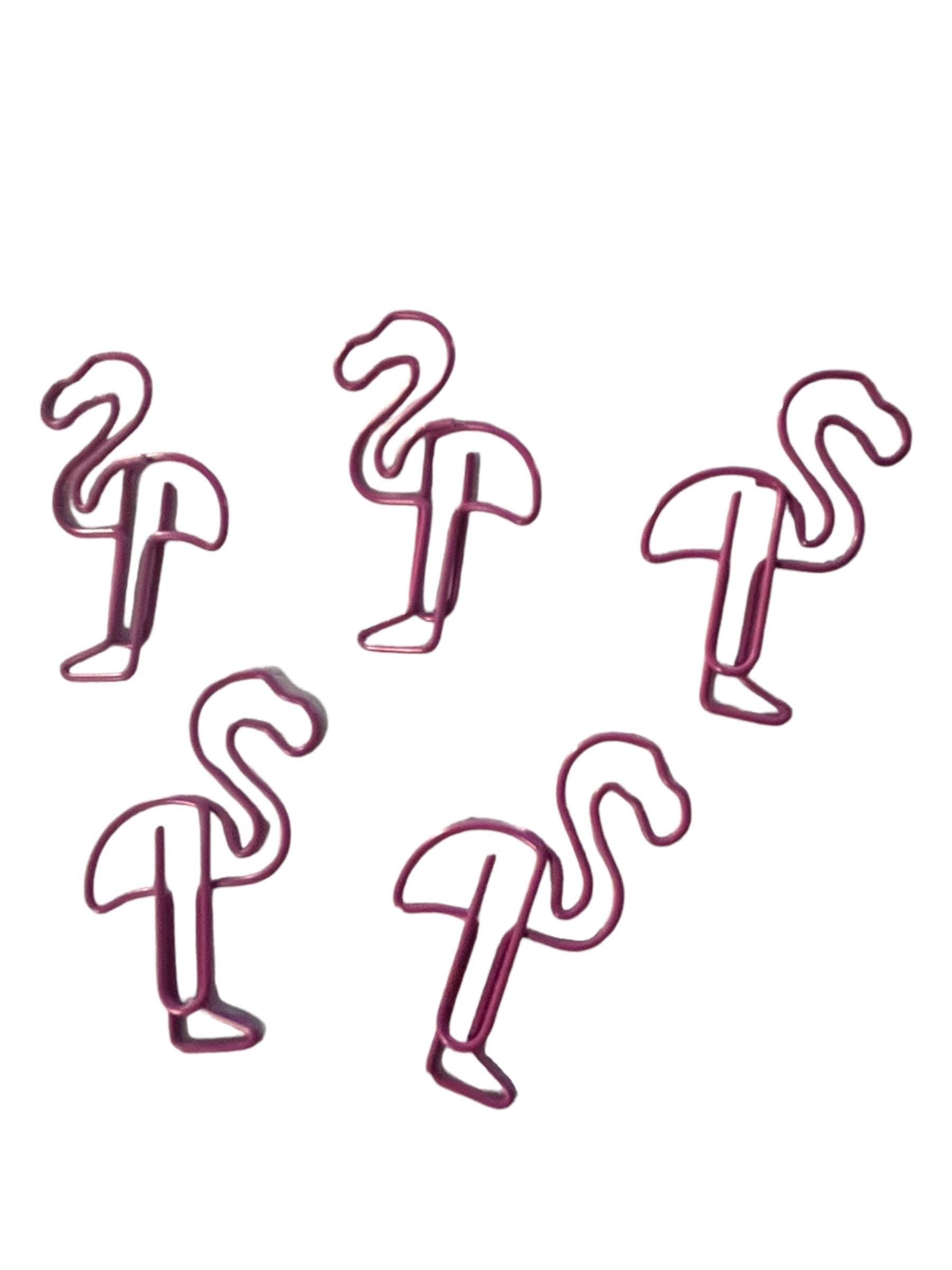 Fun Flamingo Paper Clips - Set of 5, Cute School Supplies in Pink