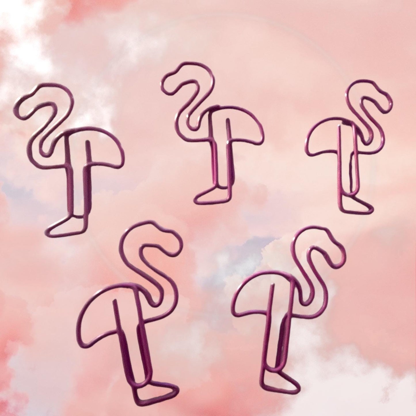 Fun Flamingo Paper Clips - Set of 5, Cute School Supplies in Pink