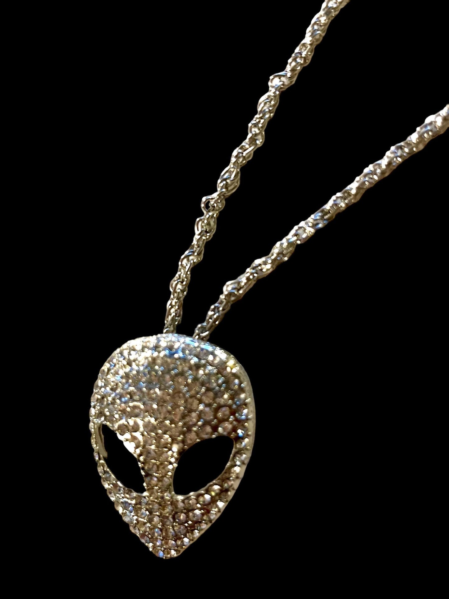 Cosmic Bling Rhinestone Alien Pendant Necklace