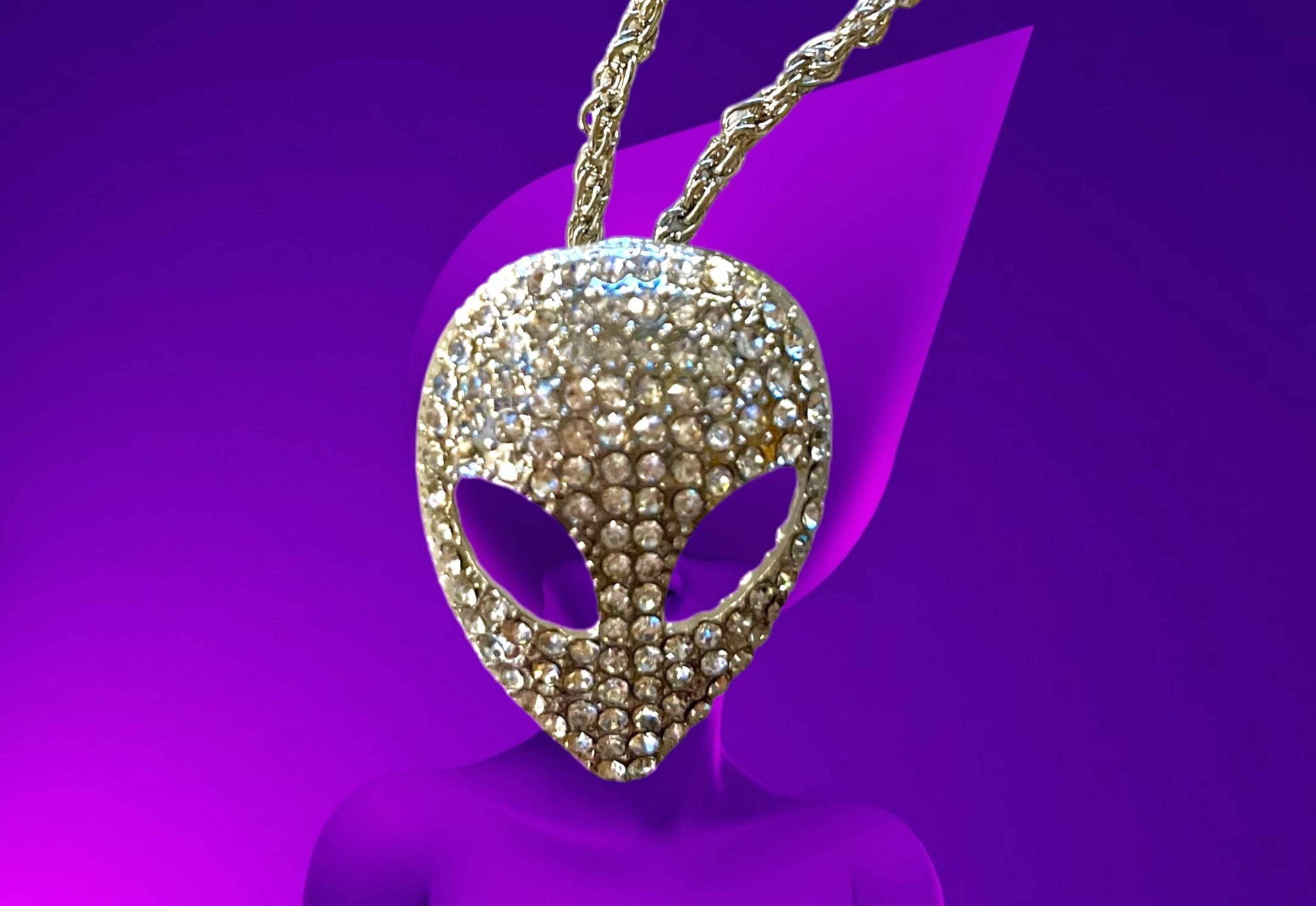 Cosmic Bling Rhinestone Alien Pendant Necklace