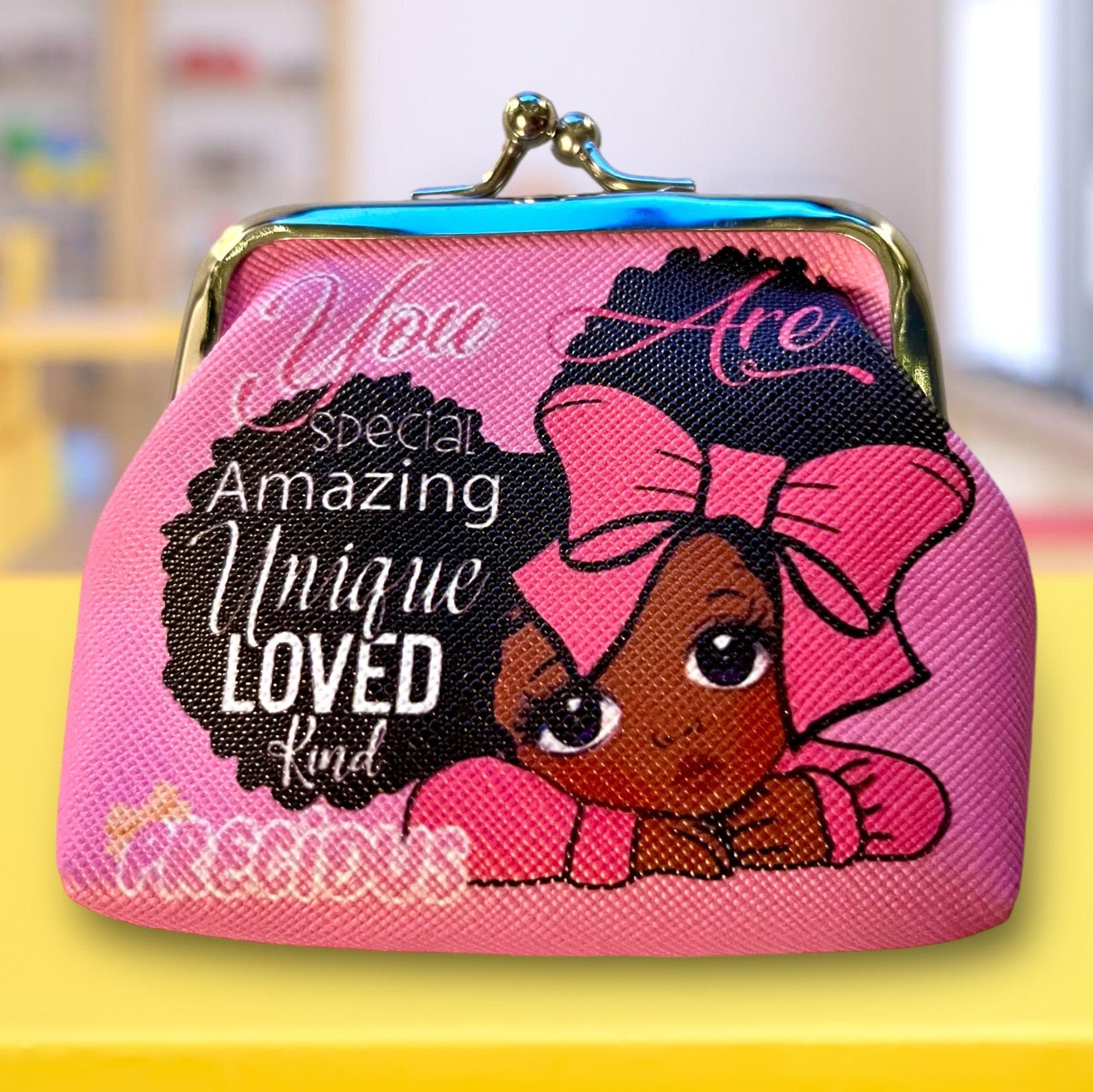 Adorable Motivational Mini Coin Wallet with Glam Girl Pattern for Girls