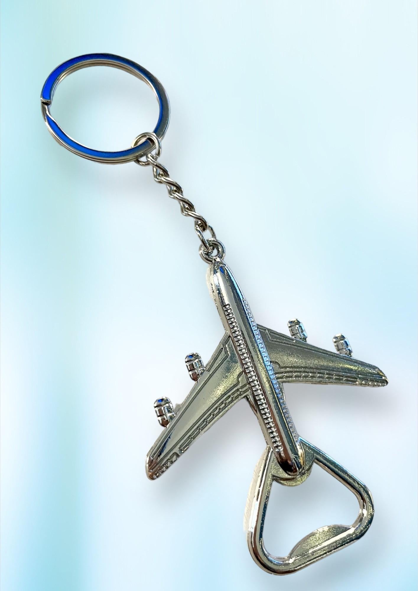 Travel Themed Keychain Bottle Opener - Retro Airplane Design