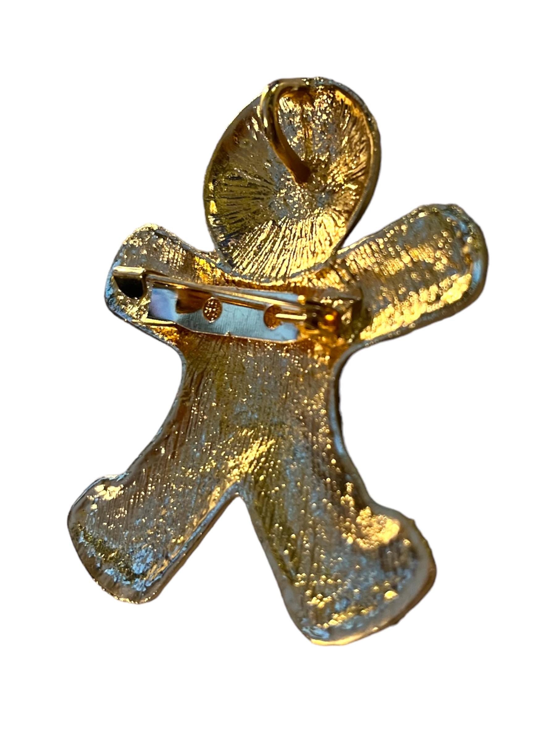 Gingerbread Man Brooch Necklace Pendant - Winter Fashion Statement Piece