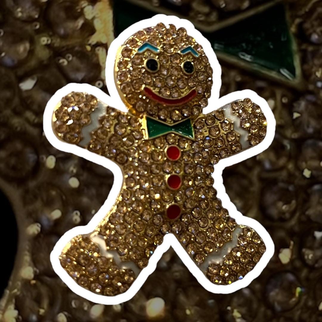 Gingerbread Man Brooch Necklace Pendant - Winter Fashion Statement Piece