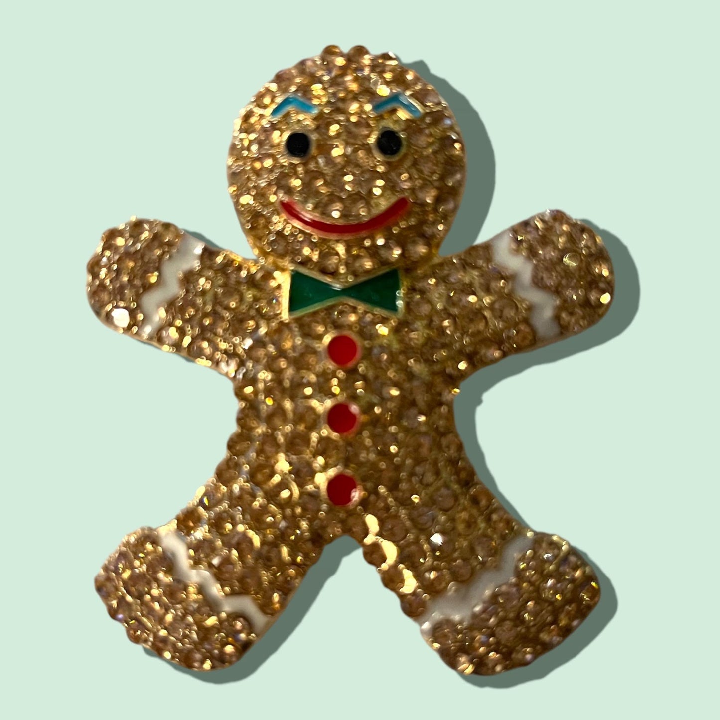 Gingerbread Man Brooch Necklace Pendant - Winter Fashion Statement Piece