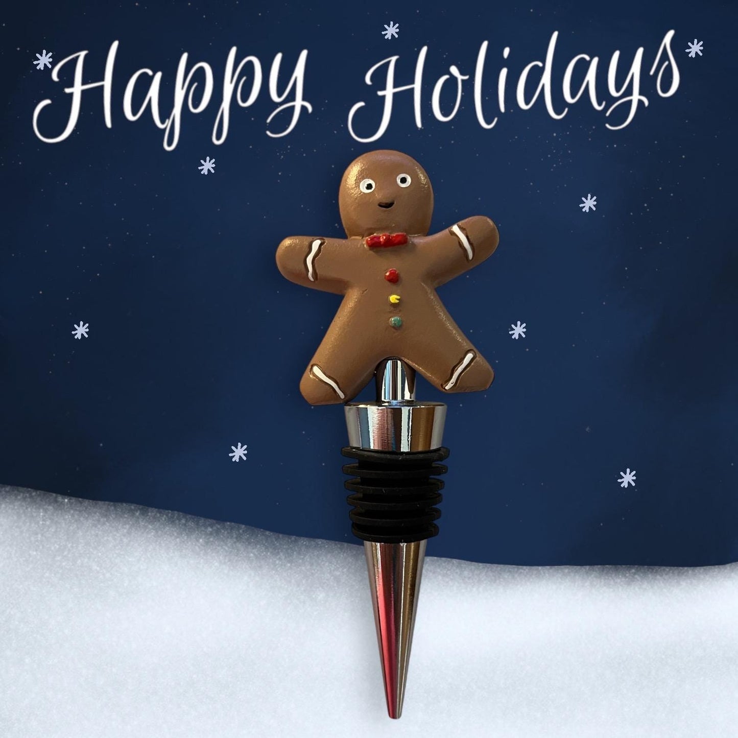 Whimsical Christmas Wine Stopper - Gingerbread Man Home Accent