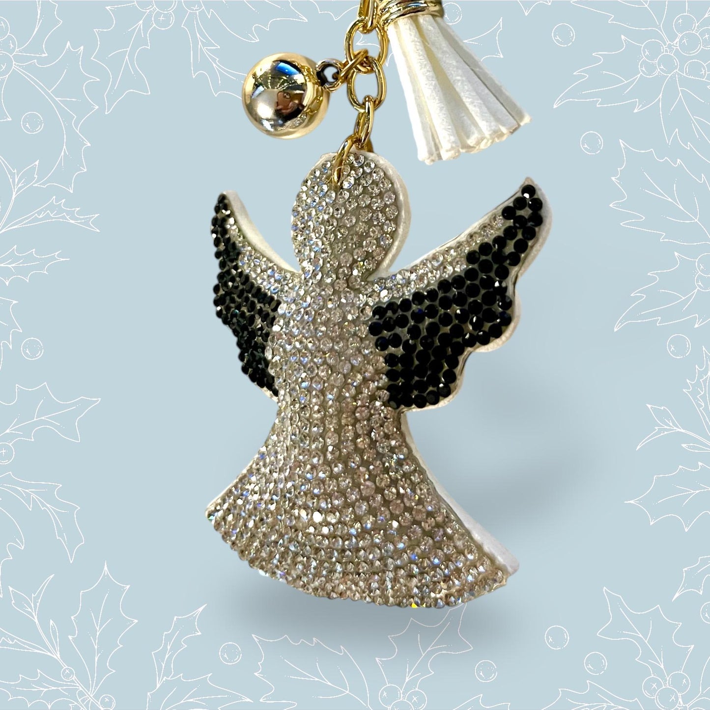 Crystal Angel Wing Keychain - Elegant Rhinestone Tassel Charm for Handbags and Backpacks