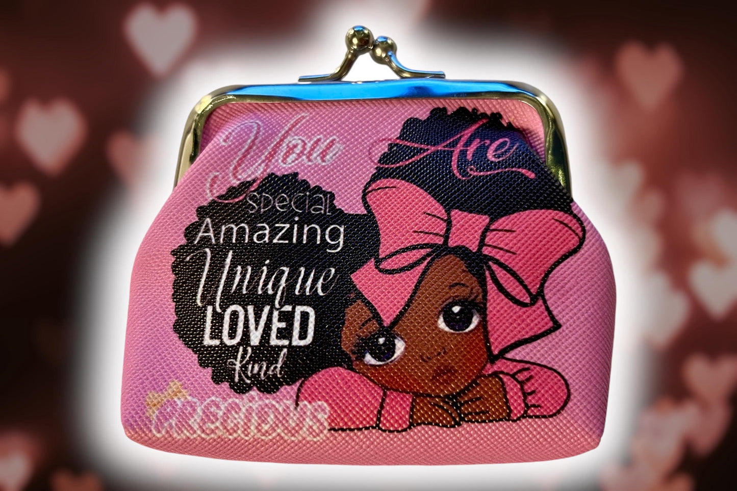 Adorable Motivational Mini Coin Wallet with Glam Girl Pattern for Girls