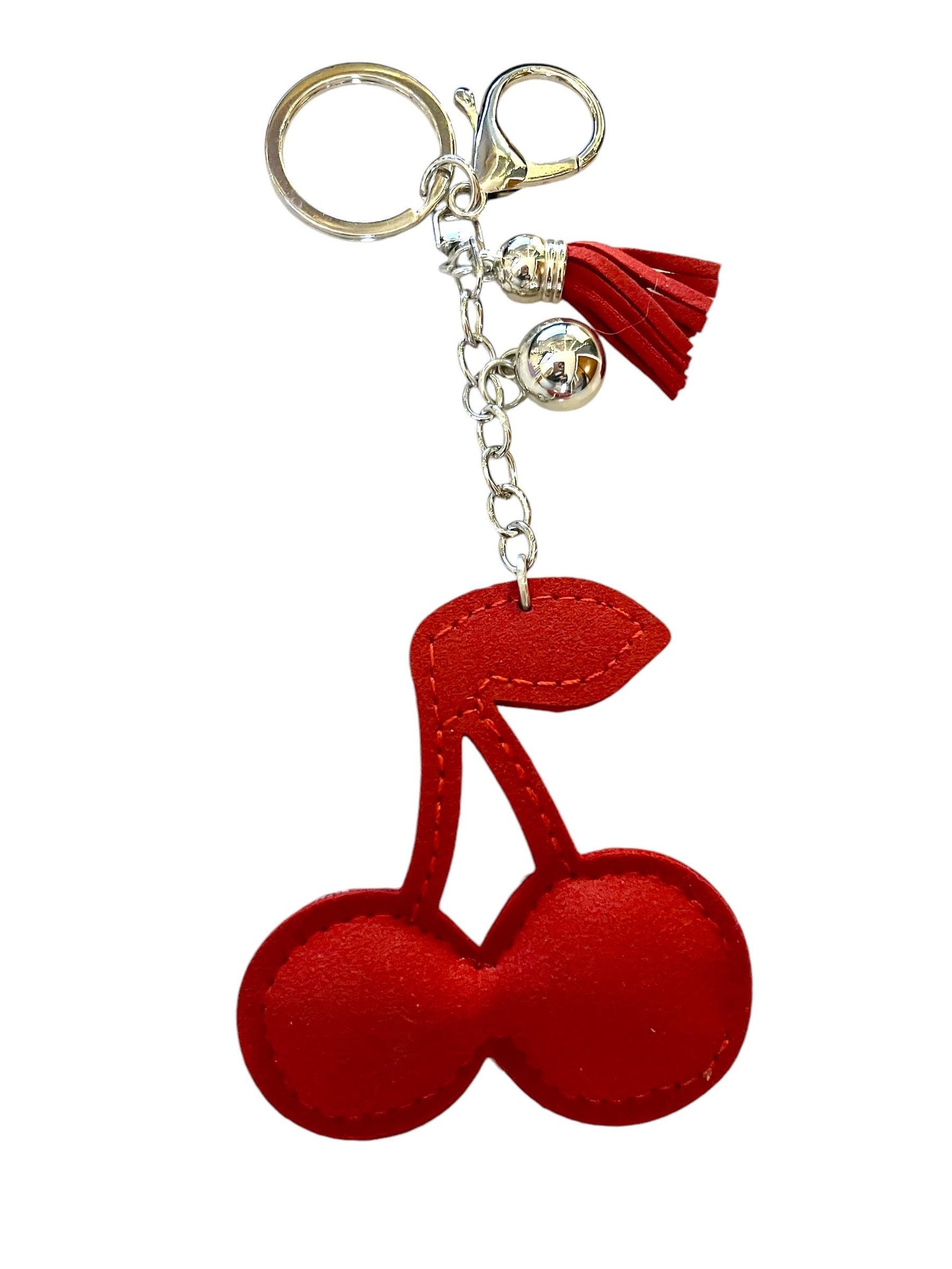 Sparkling Cherry Keychain With Rhinestones And Tassel - Lobster Clasp Fashion Accessory