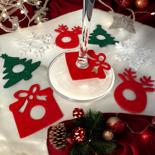 Festive Wine Glass Charms Set - Christmas Drink Decorations for Cheerful Gatherings