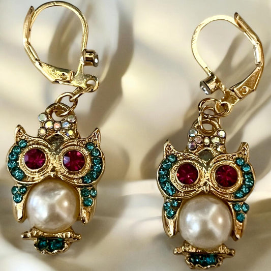 Elegant Owl Drop Earrings - Chic Sparkle for Every Occasion