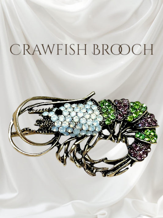 Chic Vintage-Inspired Rhinestone Crayfish or Crawfish Brooch - Unique & Quirky Accessory for Women's Outfit