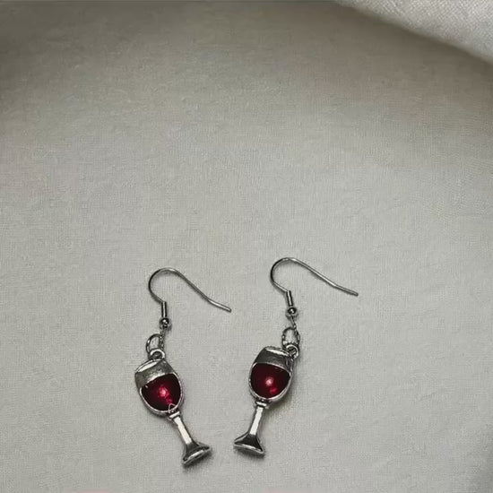 Red Wine Glass Dangle Earrings - Fun and Stylish Gift for Her - Creative Wine Jewelry