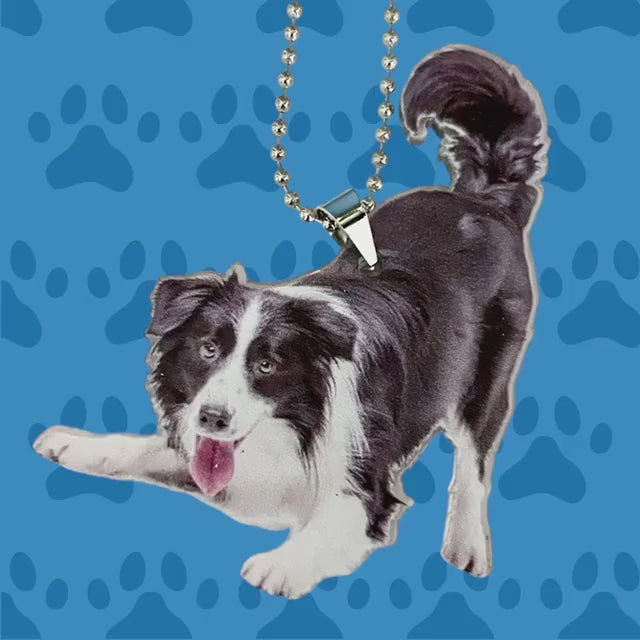 Border Collie 2D Acrylic Keychain Ornament - Cute Dog Lover Gift - Backpack Charm Decoration