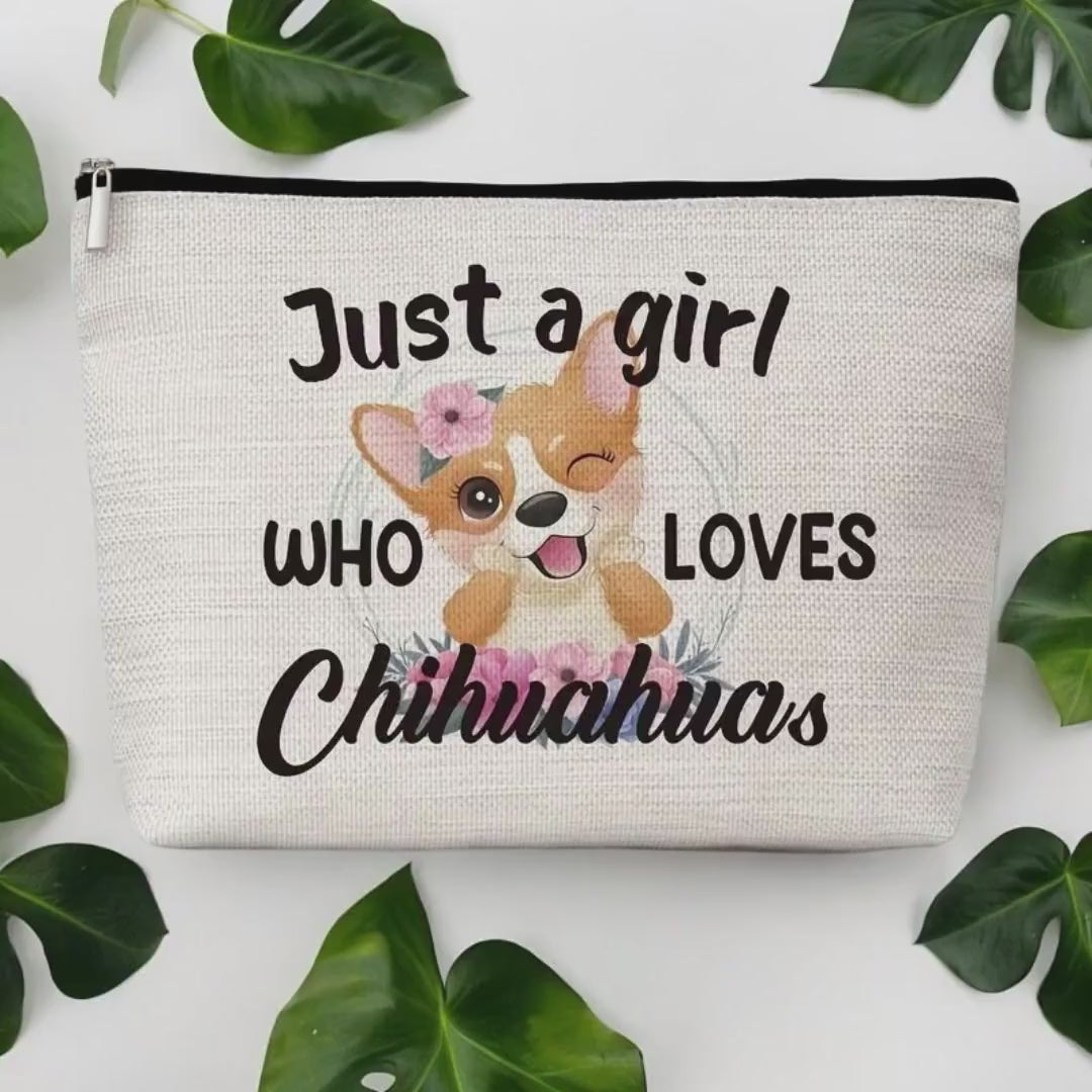 Chihuahua Lover's Travel Makeup Bag - Fun Cosmetic Pouch for Dog Moms