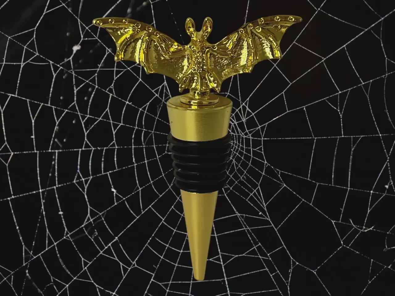 Halloween Bat Wine Stopper. Gold. Decorative Beverage Preserver.