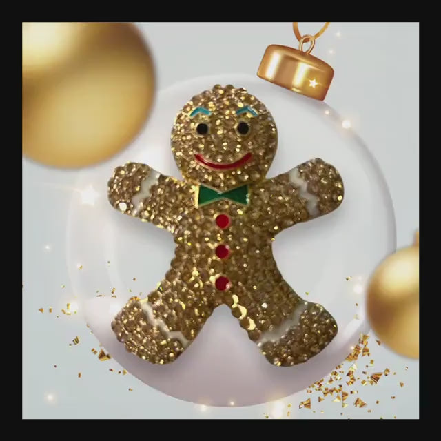 Gingerbread Man Brooch Necklace Pendant - Winter Fashion Statement Piece