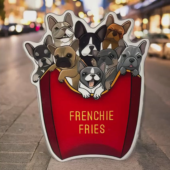 French Bulldog and French Fries Sticker, Ideal for Decorating Cars, Refrigerators, and Laptops, Enhancing the Beauty of Everyday Objects