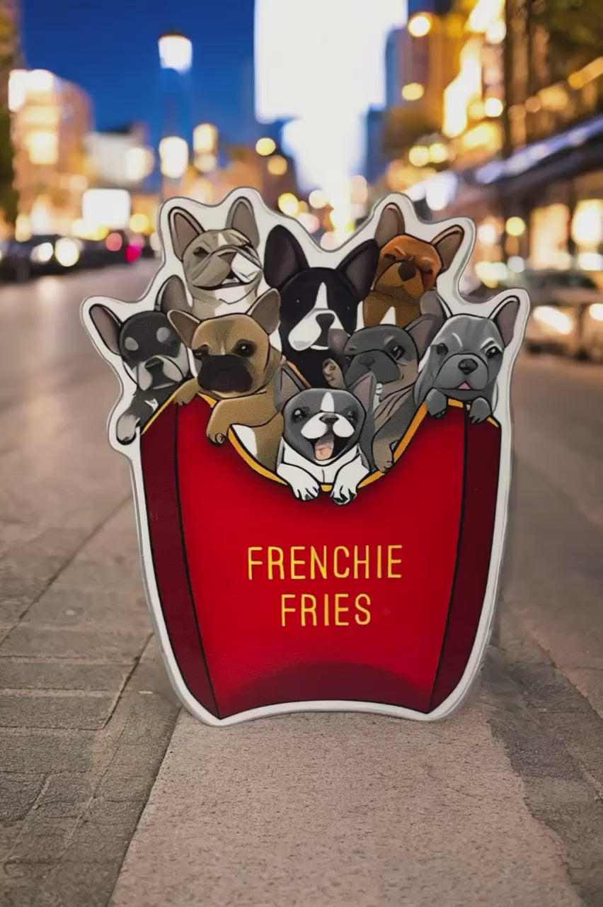 French Bulldog and French Fries Sticker, Ideal for Decorating Cars, Refrigerators, and Laptops, Enhancing the Beauty of Everyday Objects