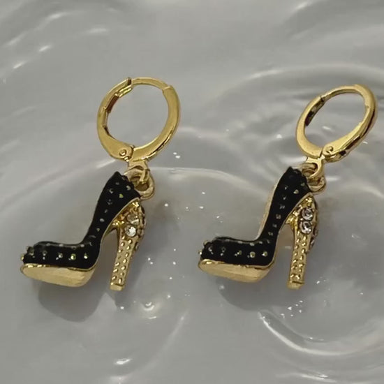 Vintage Style Women's High Heels Enamel Rhinestone Earrings Ear Accessories