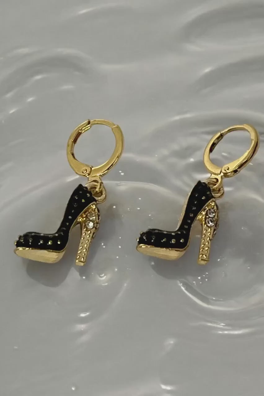 Vintage Style Women's High Heels Enamel Rhinestone Earrings Ear Accessories