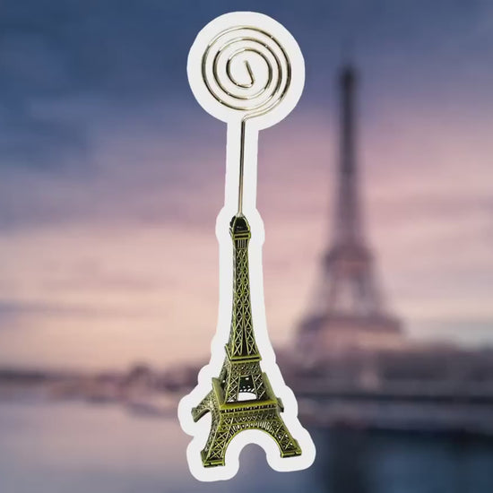 Elegant Paris Eiffel Tower Bronze Memo & Photo Metal Clip Holder for Chic Office Decor