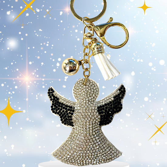 Crystal Angel Wing Keychain - Elegant Rhinestone Tassel Charm for Handbags and Backpacks