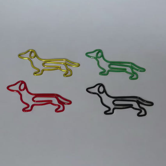 Durable Dachshund Weiner Dog Shaped Metal Paper Clips for Office Use and Dog Enthusiasts - Set of 4