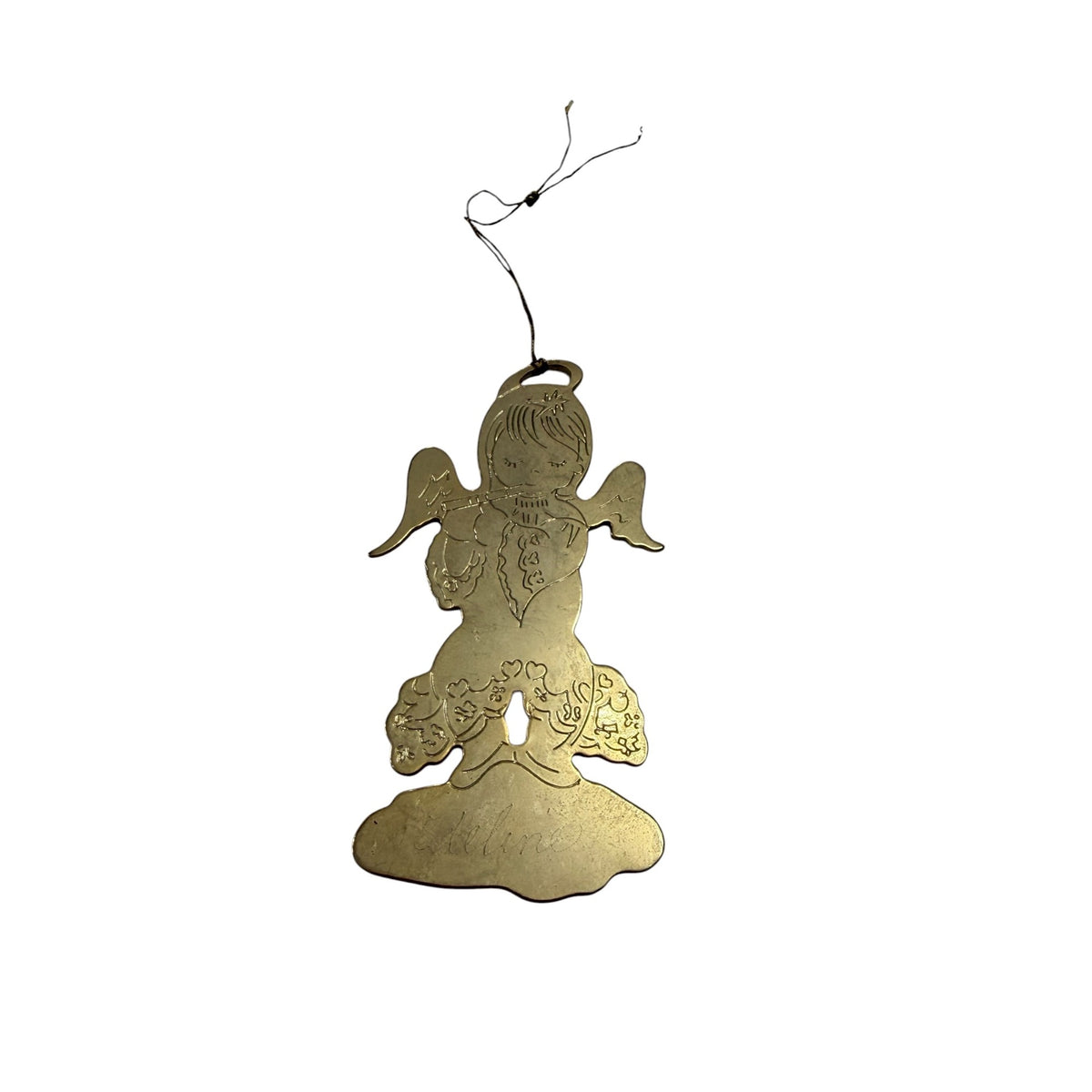Vintage G Duchin 1989 Gold Tone Angel Christmas Ornament Made in USA