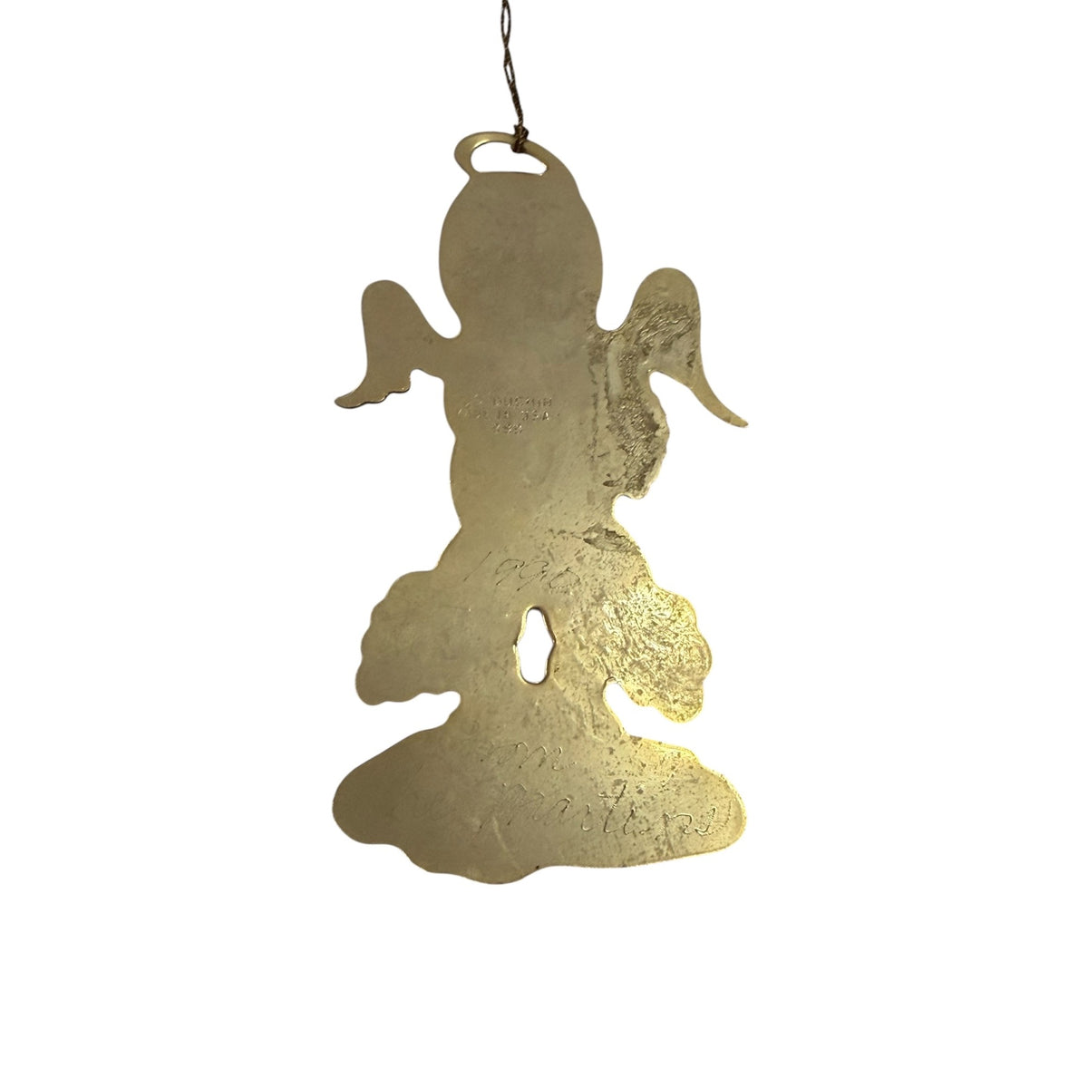 Vintage G Duchin 1989 Gold Tone Angel Christmas Ornament Made in USA